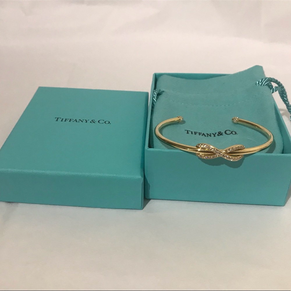 Tiffany and Co. Yellow Gold Dimond Infinity Cuff